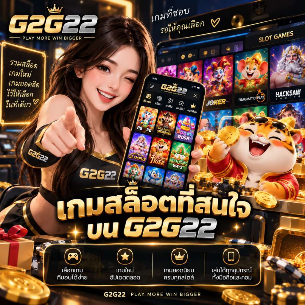 เกมสล็อตที่สนใจบน G2G22 รวมสล็อตยอดนิยม เกมใหม่ และเกมสล็อตหลากหลายสไตล์ให้เลือกเล่น